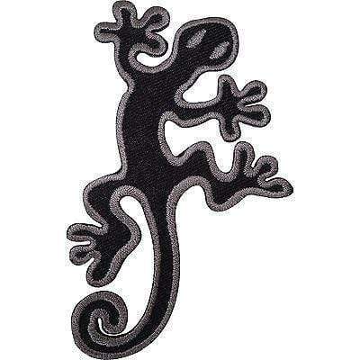Black Gecko Lizard Embroidered Iron / Sew On Patch Dress Top Skirt Hat Cap Badge
