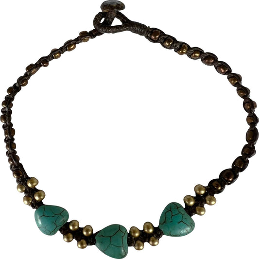 Black Gold Turquoise Heart Anklet Foot Chain Ankle Bracelet Women Girl Jewellery
