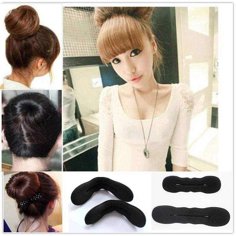 Black Hair Bun French Twist Donut Style Doughnut Foam Curler Styling Accessories (2 Pieces - Big and Small)