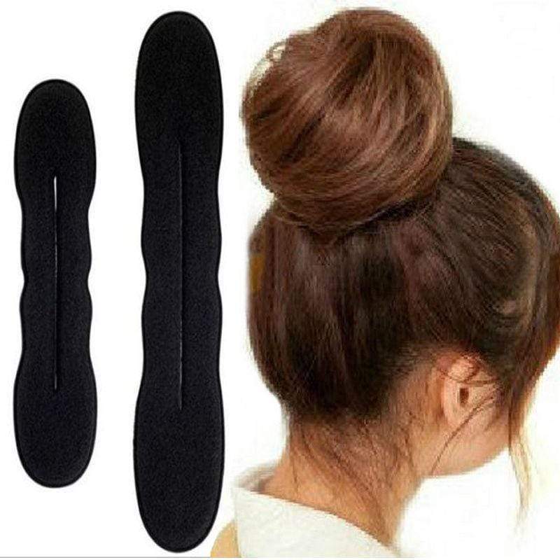 Black Hair Bun French Twist Donut Style Doughnut Foam Curler Styling Accessories (2 Pieces - Big and Small)