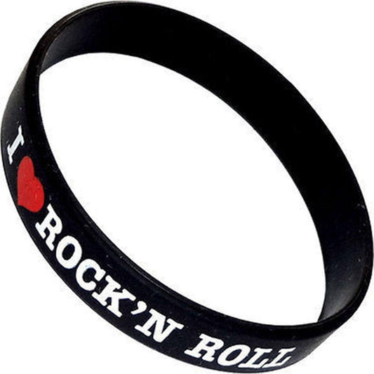 Black I Love Rock and Roll Rubber Silicone Wristband Bracelet Bangle Mens Womens