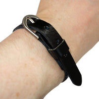 Black Leather Belt Bracelet Wristband Bangle Mens Womens Boys Girls Jewellery