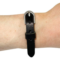 Black Leather Belt Bracelet Wristband Bangle Mens Womens Boys Girls Jewellery