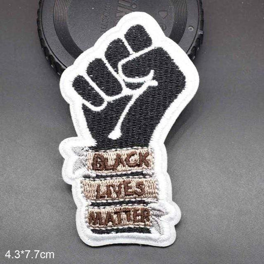 Black Lives Matter Patch Clenched Raised Black Fist of Solidarity BLM Iron On Patch Sew On Patch Embroidered Badge Embroidery Motif Applique