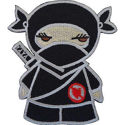 Black Ninja Girl Embroidered Iron / Sew On Patch Clothes Dress Skirt Shirt Badge