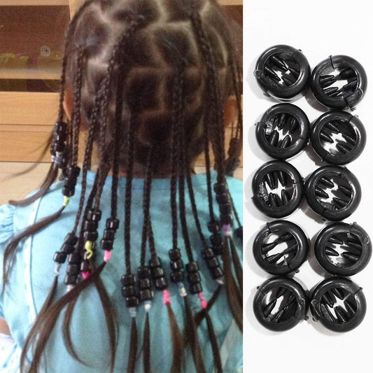 Black Ponytail Hair Braiding Beads Clips Clamps Girls Kids Pony Tail Plait Braid
