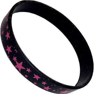 Black Purple Stars Rubber Silicone Wristband Bracelet Bangle Mens Womens Jewelry