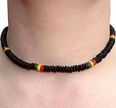Black Rasta Surfer Necklace Chain Choker Mens Ladies Boys Girls Childs Jewellery