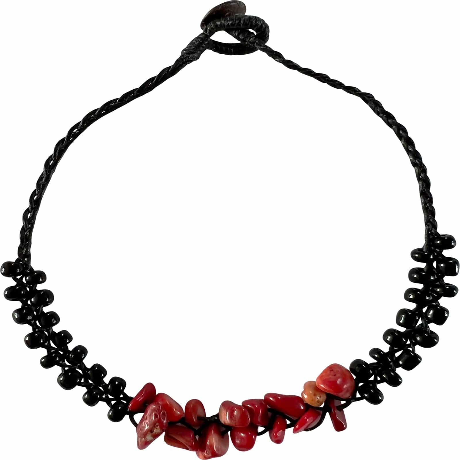 Black Red Beaded Anklet Foot Chain Ankle Bracelet Girl Ladies Handmade Jewellery