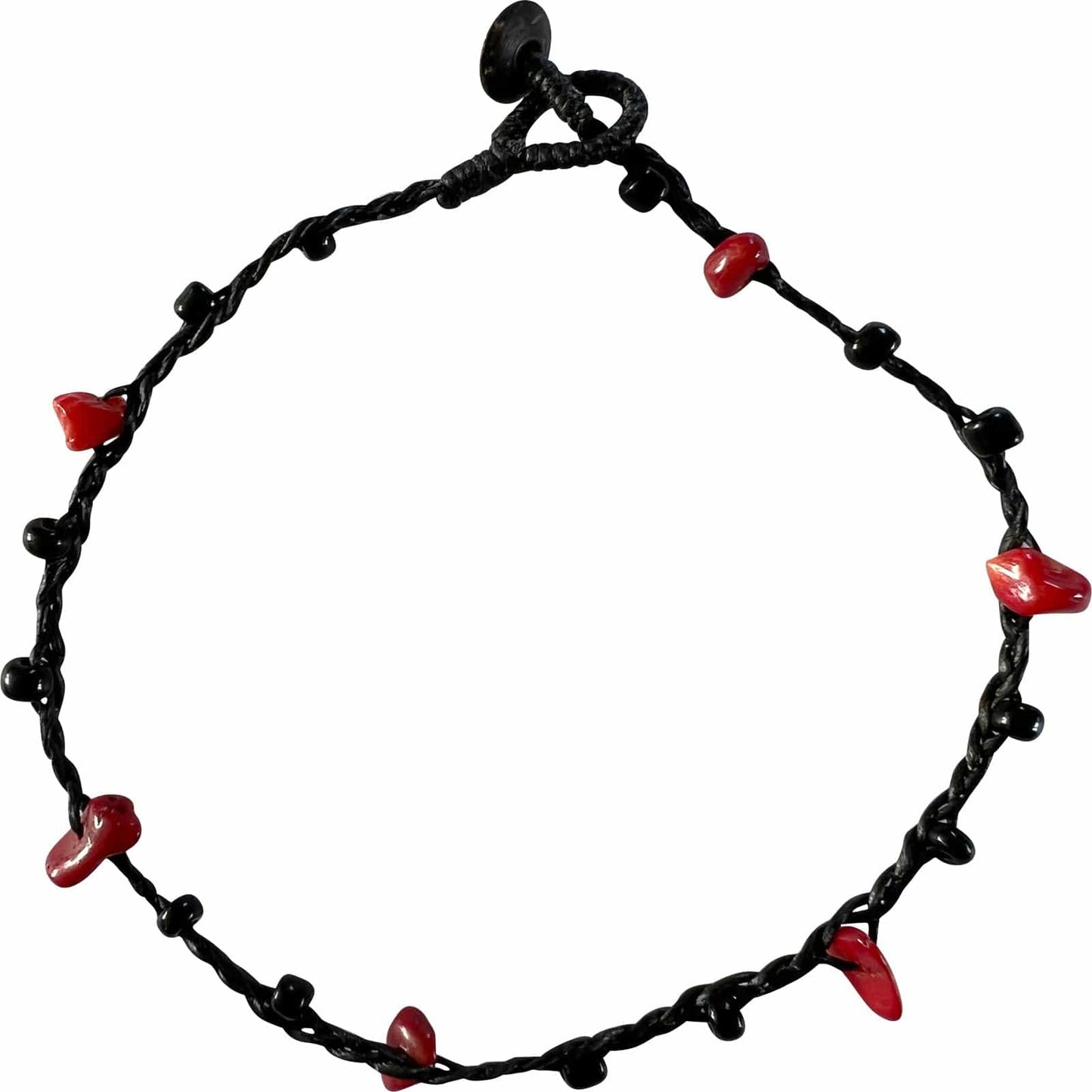 Black Red Beads Anklet Foot Chain Ankle Bracelet Girls Womens Handmade Jewellery