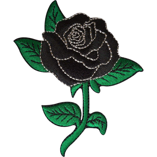 Black Rose Patch Embroidered Flower Badge Iron Sew On Clothes Jacket Jeans Shirt