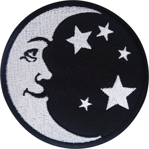 Black White Moon Star Patch Iron On Sew On Embroidered Badge Embroidery Applique