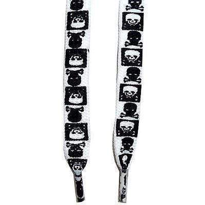 Black White Skull Shoe Laces for Mens Womens Boys Girls Childrens Trainers Boots