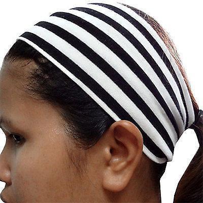 Black White Striped Elastic Headband Hairband Gym Sweatband Alice Head Hair Band Black White Striped Elastic Headband Hairband Gym Sweatband Alice Head Hair Band