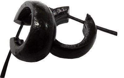 Black Wooden Organic Hoop Stick Earrings Handmade Jewellery Tribal Mens Womens