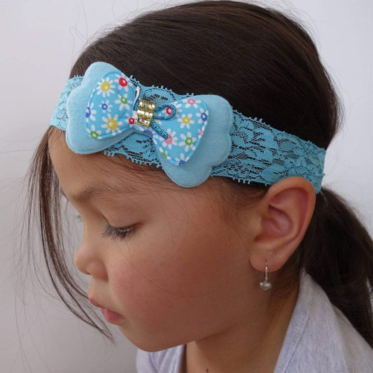 Blue Bow Lace Hairband Headband Girls Toddlers Baby Kids Alice Hair Head Band Blue Bow Lace Hairband Headband Girls Toddlers Baby Kids Alice Hair Head Band