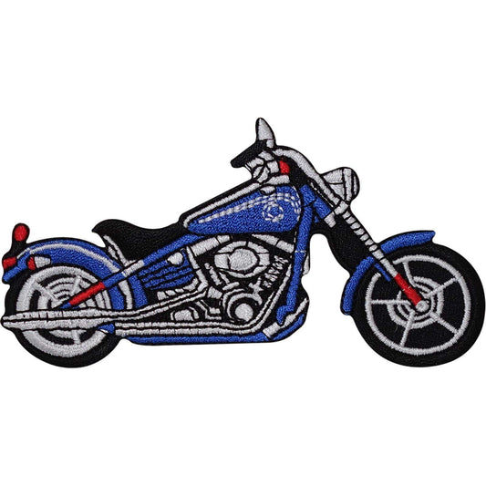 Blue Chopper Motorcycle Embroidered Iron / Sew On Patch Motorbike Jacket Badge