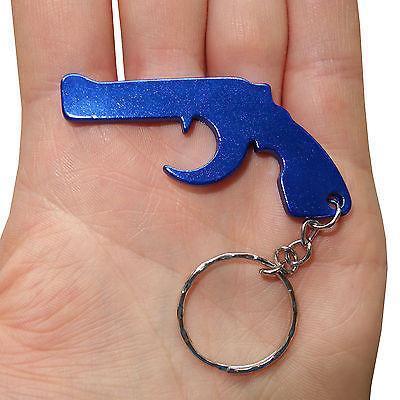Blue Gun Pistol Key Ring Chain Fob Bottle Opener Keyring Keychain Bag Charm Toy