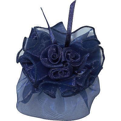 Blue Hair Bow Flower Bun Net Barrette Clip Satin Ribbon Snood Girls Accessories Blue Hair Bow Flower Bun Net Barrette Clip Satin Ribbon Snood Girls Accessories