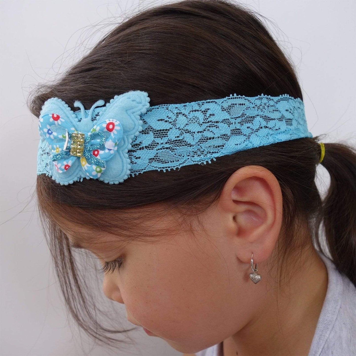 Blue Lace Butterfly Hairband Headband Girl Kid Toddler Baby Alice Hair Head Band Blue Lace Butterfly Hairband Headband Girl Kid Toddler Baby Alice Hair Head Band