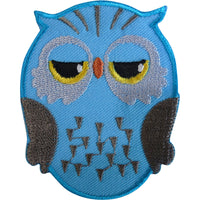 Blue Owl Iron On Patch Sew On Clothes Bag Jeans Animal Bird Embroidered Badge