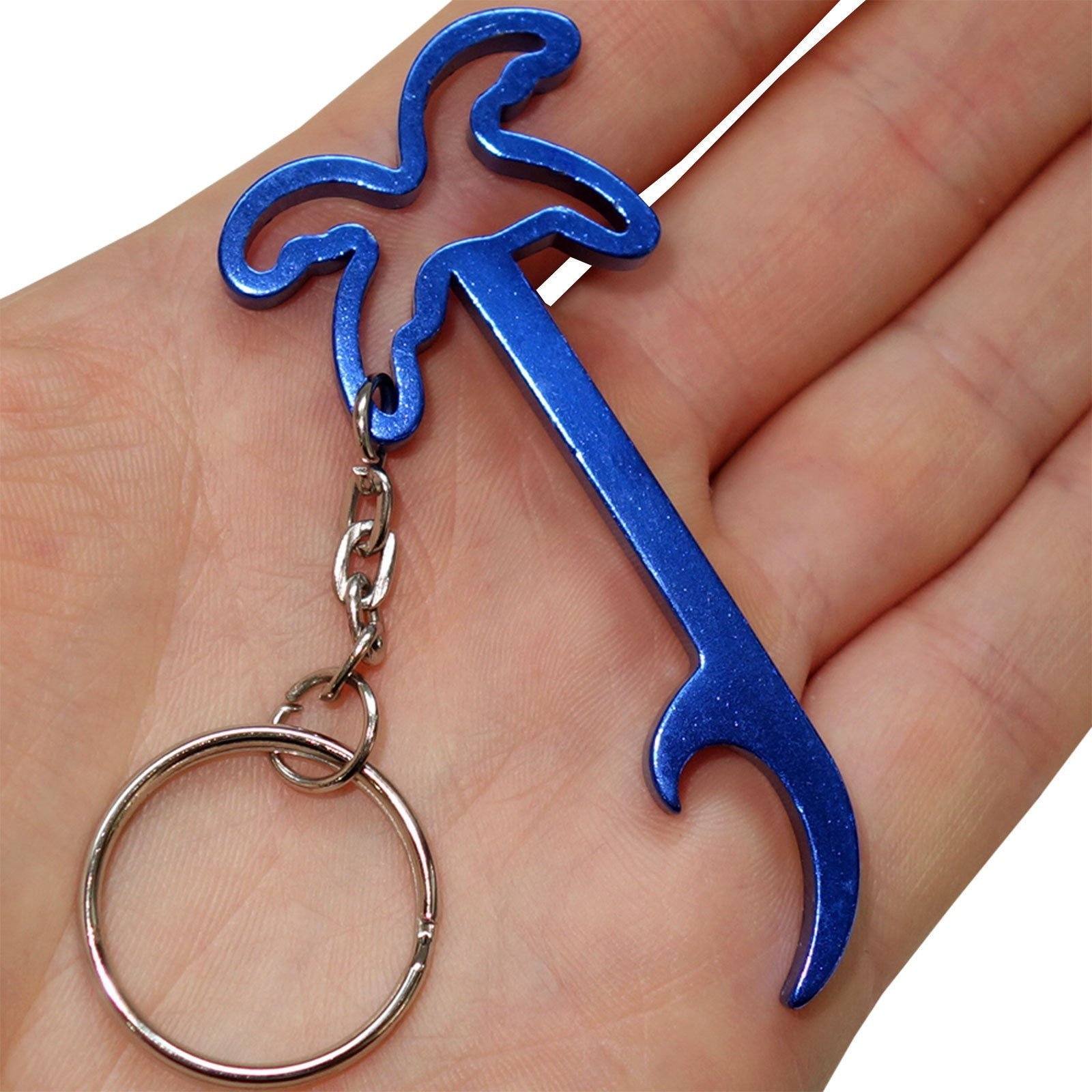 Blue Palm Tree Key Ring Chain Fob Beer Bottle Opener Keyring Keychain Bag Charm
