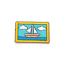 Boat Painting Patch Iron On Patch Sew On Patch Ship Embroidered Badge Embroidery Motif Applique