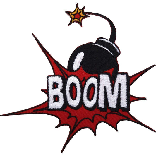 BOOM Bomb Patch Iron / Sew On Embroidered Badge Retro Comic Word Embroidery Applique