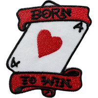 Born To Win Patch Iron Sew On Ace of Hearts Playing Card Jeans Embroidered Badge