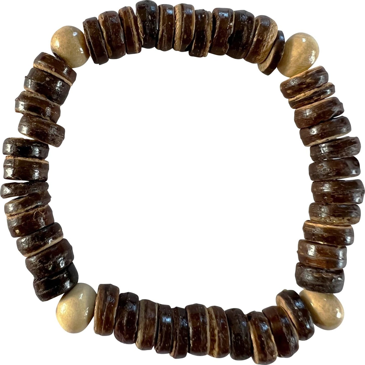 Brown Beaded Wood Bracelet Wristband Bangle Wooden Beads Mens Handmade Jewellery