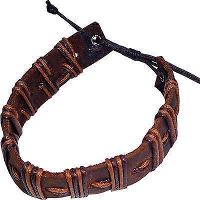 Brown Leather Bracelet Wristband Bangle Mens Womens Boys Girls Surfer Jewellery