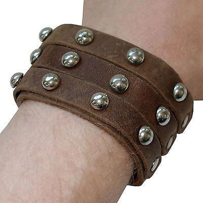 Brown Leather Studded Bracelet Wristband Bangle Mens Womens Ladies Boys Jewelry Brown Leather Studded Bracelet Wristband Bangle Mens Womens Ladies Boys Jewelry