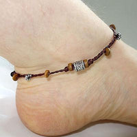 Brown Silver Wood Bead Ankle Bracelet Foot Anklet Chain Mans Womens Jewellery Brown Silver Wood Bead Ankle Bracelet Foot Anklet Chain Mans Womens Jewellery