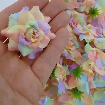 Bulk Artificial Roses Silk Fake Fabric Flower Heads for Alice Bands Hair Clips