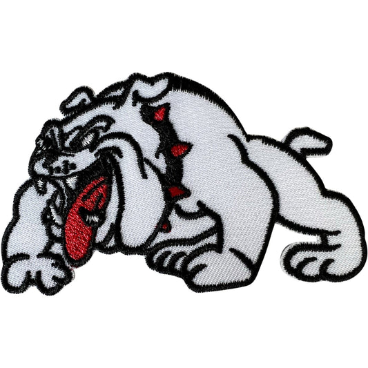 Bulldog Patch Iron Sew On Clothes Bag Jacket White Dog Animal Embroidered Badge