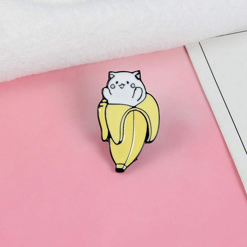 Cat Banana Enamel Lapel Pin Badge Metal Brooch