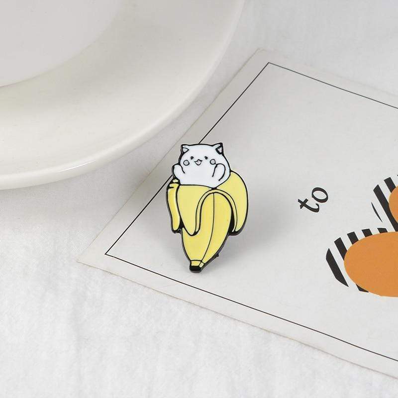 Cat Banana Enamel Lapel Pin Badge Metal Brooch