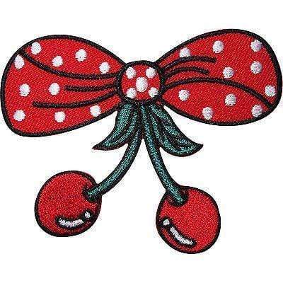 Cherry Embroidered Iron Sew On Patch Red Cherries Rockabilly Polka Dot Bow Badge