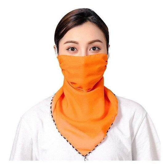 Chiffon Silk Fabric Orange Reusable Face Covering Washable Face Mask Scarf