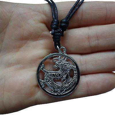 Chinese Dragon Pendant Chain Necklace Silver Tone For Men Women Girls Boys Kids