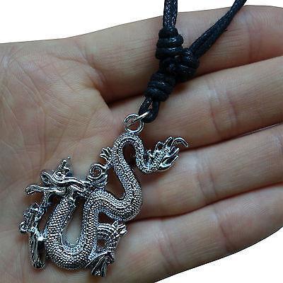 Chinese Dragon Pendant Chain Necklace Silver Tone Mens Womens Girls Boys Childs Chinese Dragon Pendant Chain Necklace Silver Tone Mens Womens Girls Boys Childs