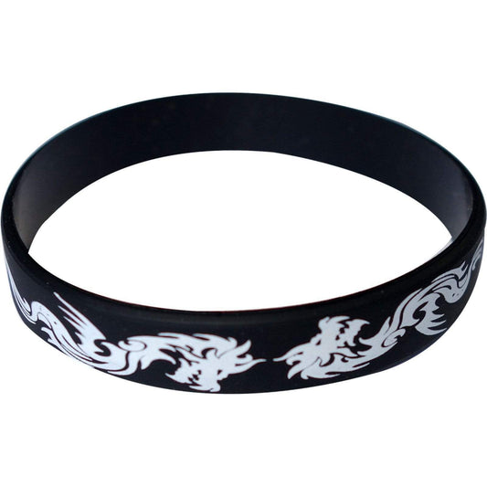 Chinese Dragon Rubber Wristband Silicone Bracelet Bangle Mens Ladies Jewellery