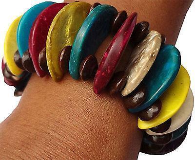 Chunky Wood Bead Bracelet Wristband Bangle Womens Ladies Wooden Tribal Jewellery