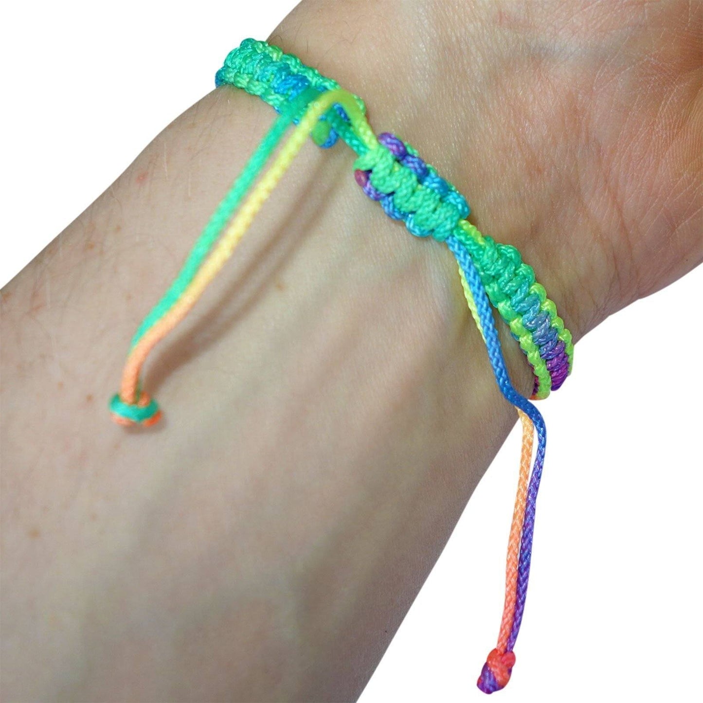 Cotton Rainbow Bracelet Neon Wristband Fluorescent Bangle Mens Boys Girls Womens
