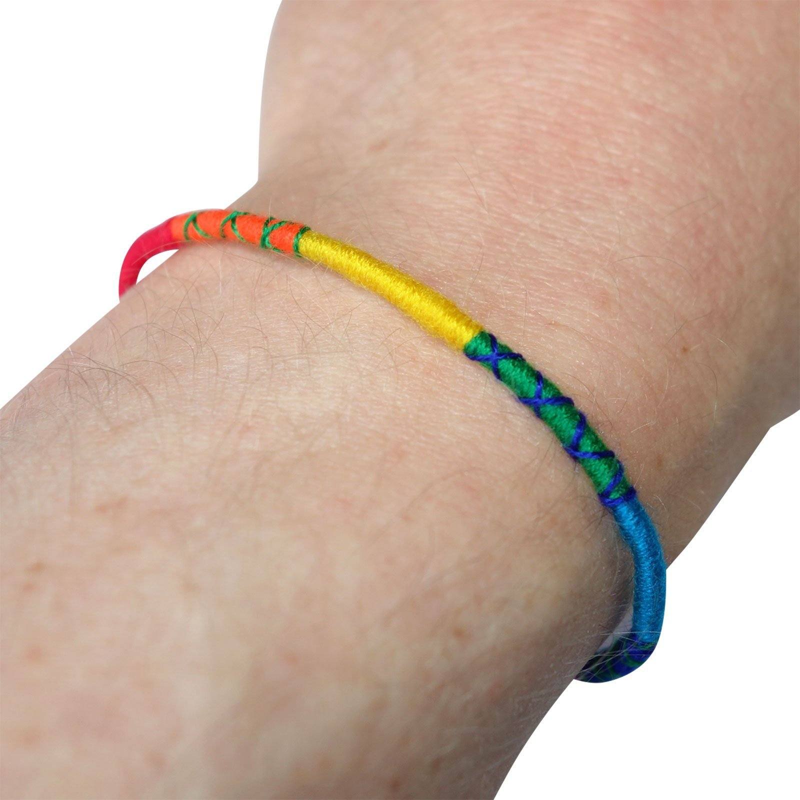 Cotton Rainbow Bracelet Wristband Bangle Mens Womens Ladies Boys Girls Jewellery