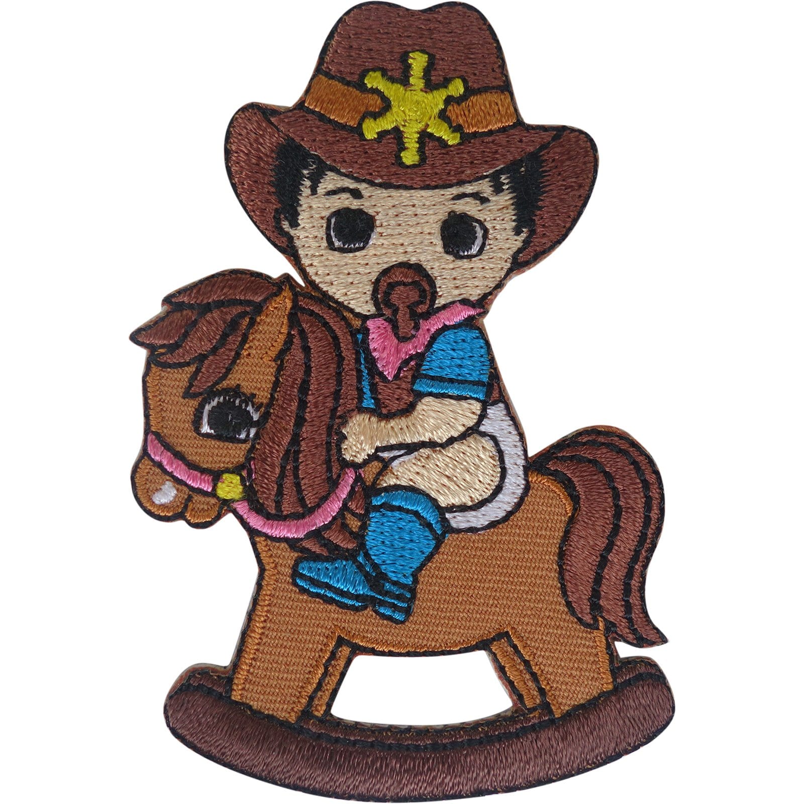Cowboy Baby Rocking Horse Patch Iron Sew On Clothes Bag Shirt Embroidered Badge