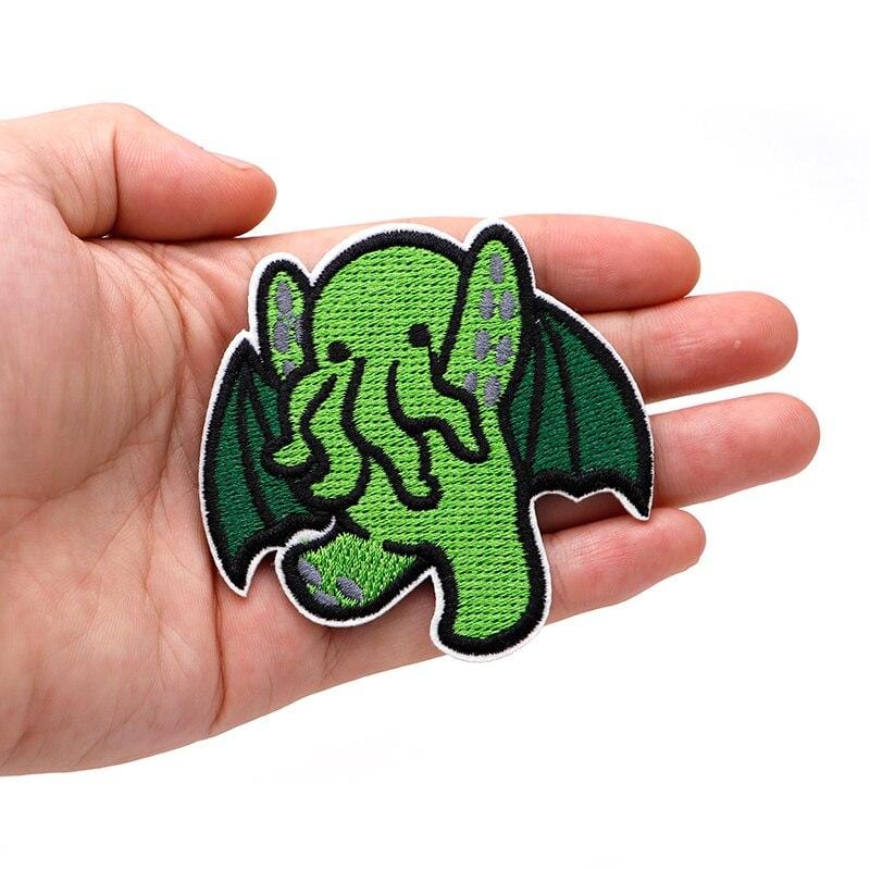 Cute Green Anime Monster Patch Iron / Sew On Patch Embroidered Badge Embroidery Applique Motif Elephant Squid Bat Dragon Wings