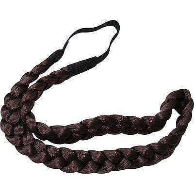 Dark Brown Elastic Plaited Hairband Headband Braided Plait Girls Alice Hair Band