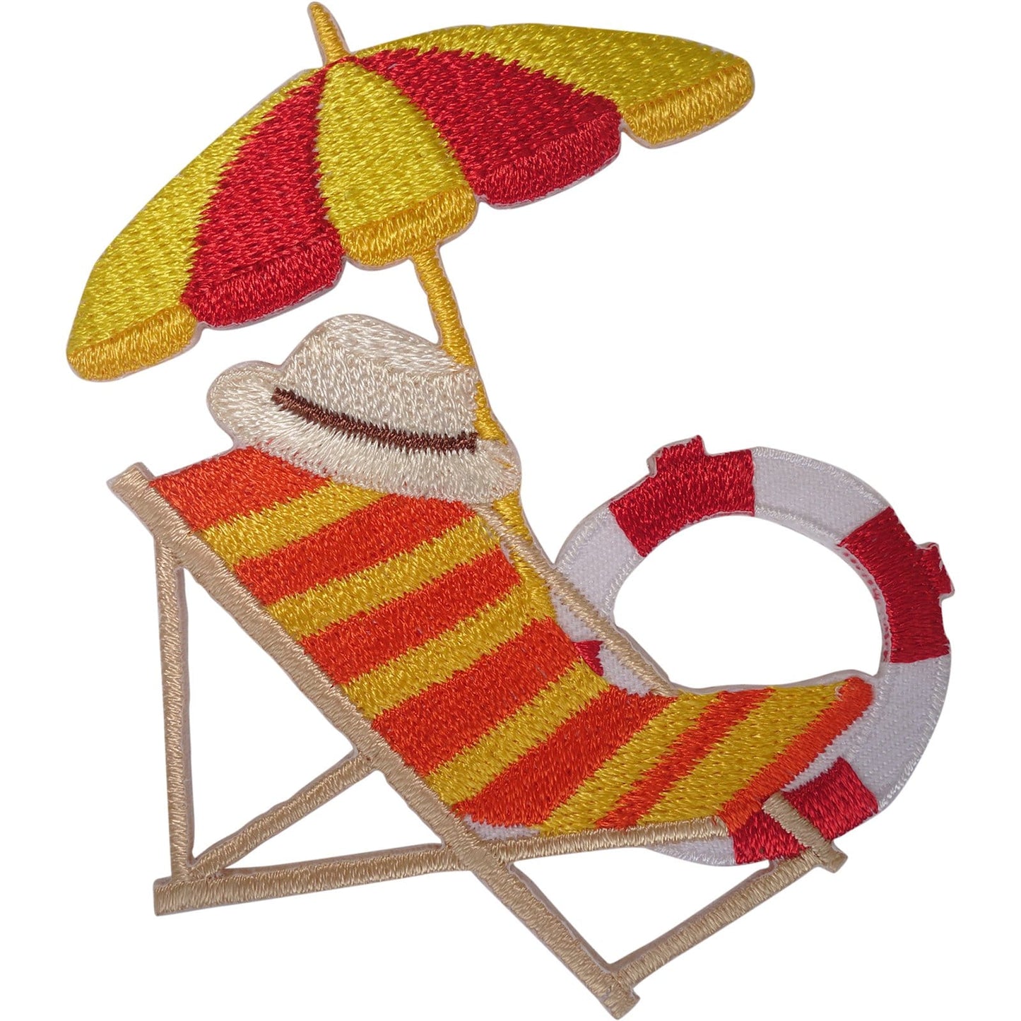 Deck Chair Parasol Umbrella Patch Iron Sew On Sun Hat Lifebuoy Embroidered Badge