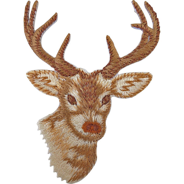 Deer Patch Sew On / Iron On Badge Embroidered Reindeer Head Christmas Decoration